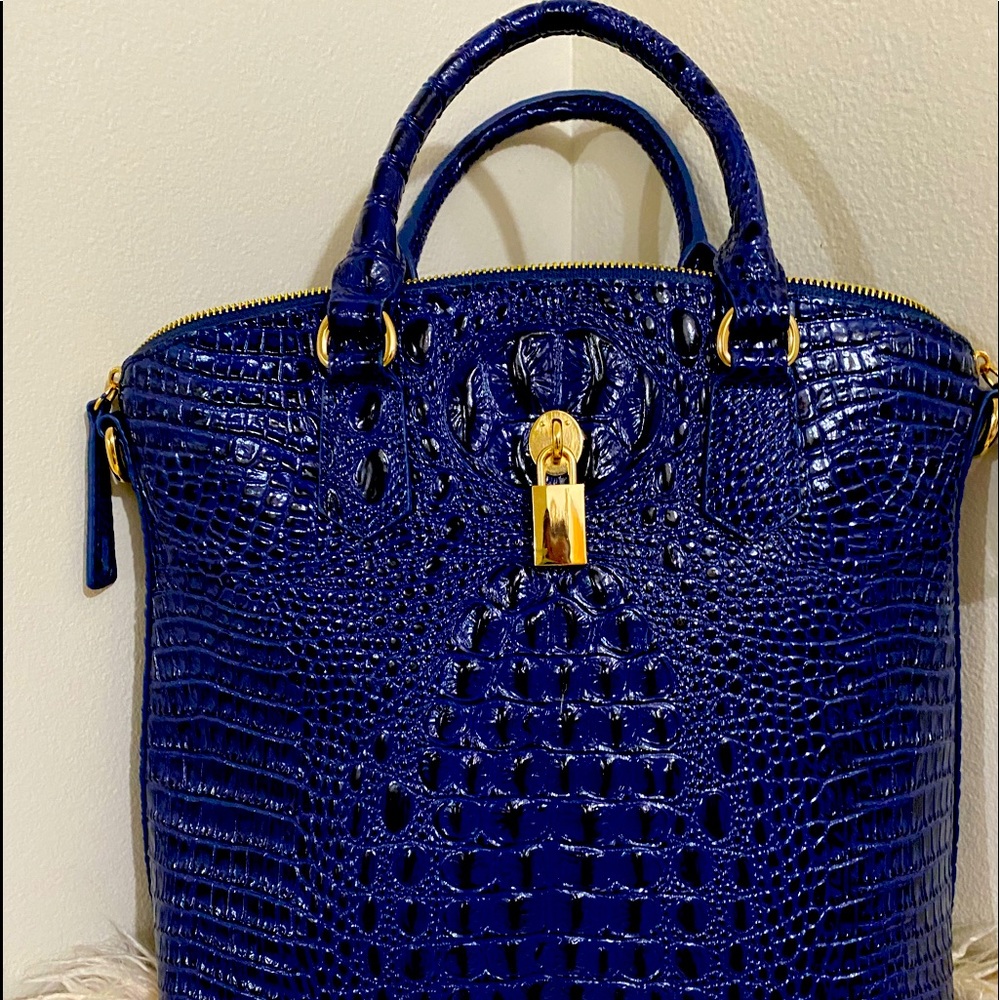 Leather croc embossed handbag,